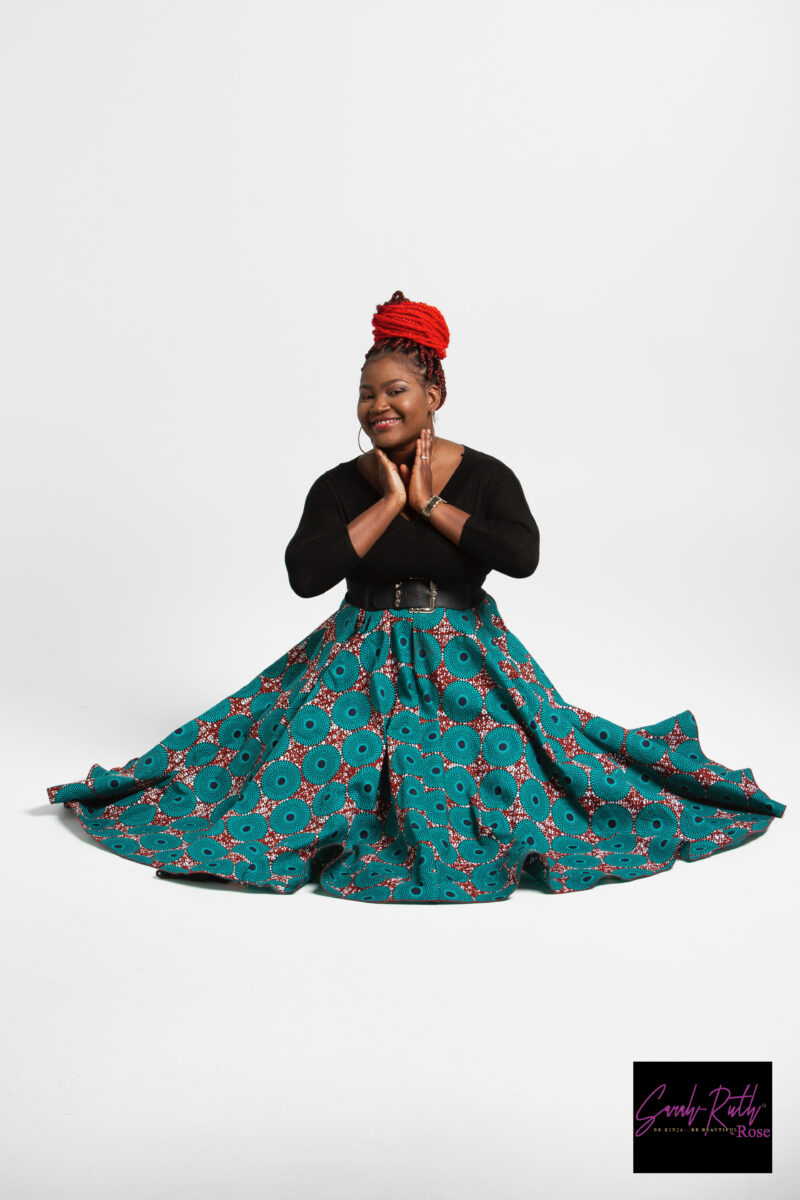 African Print Belted Maxi Skirt