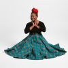 African Print Belted Maxi Skirt