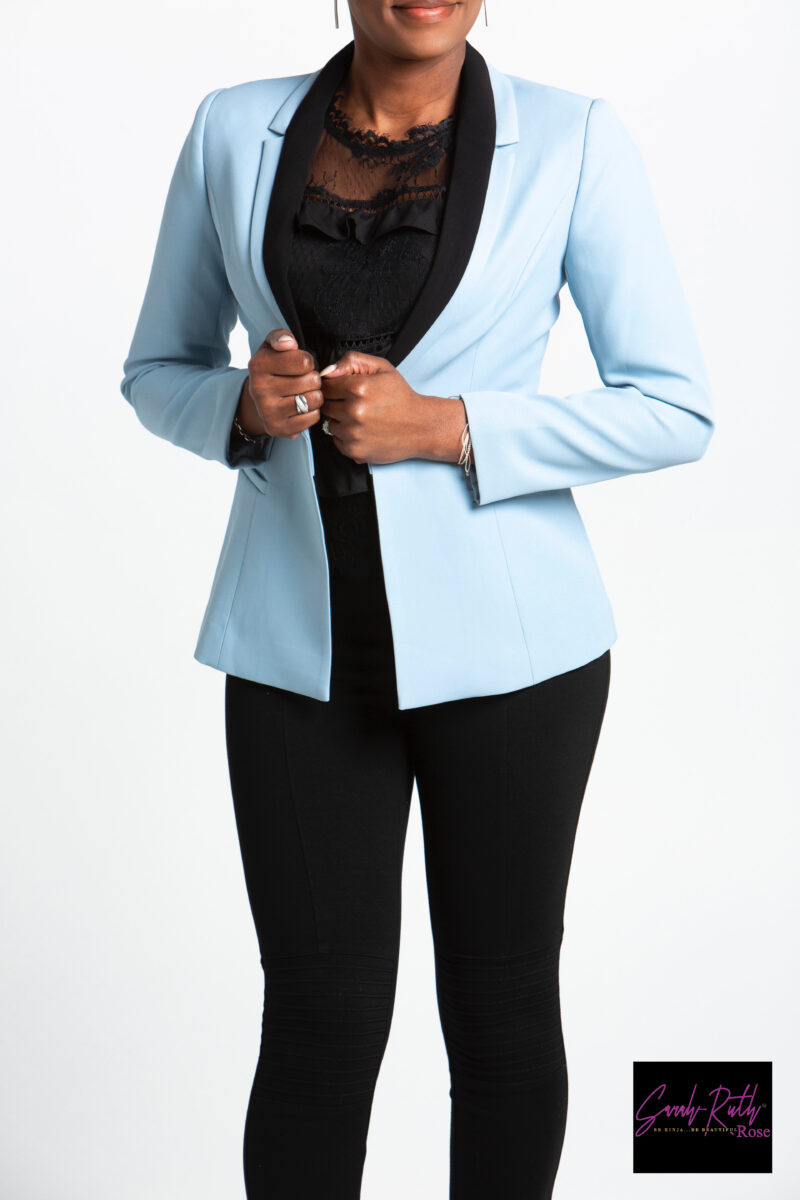 Sky Blue Quality Slim Fit Formal Lady Office Blazer And Suit Pant