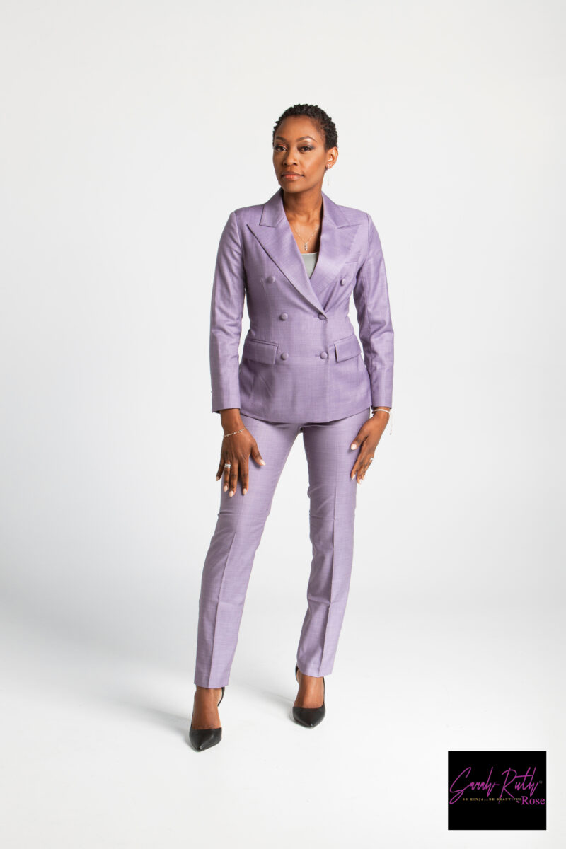 Purple Slim Fit Office Blazer And Suit Pant